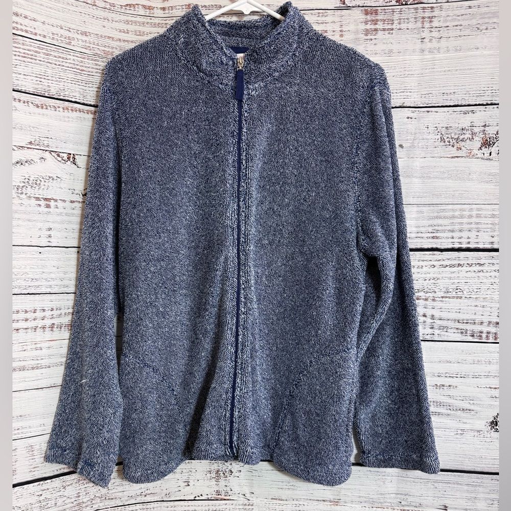 Stan‎ Herman sweatshirt Womens Sz XL Sherpa full zip loungewear comfortable Blue